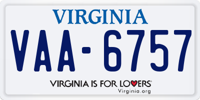 VA license plate VAA6757