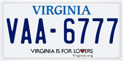VA license plate VAA6777