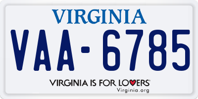 VA license plate VAA6785