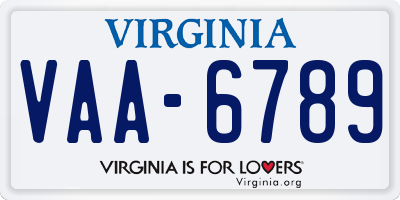 VA license plate VAA6789