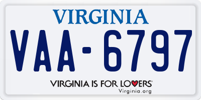 VA license plate VAA6797