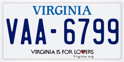 VA license plate VAA6799