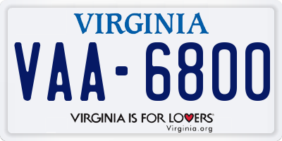 VA license plate VAA6800