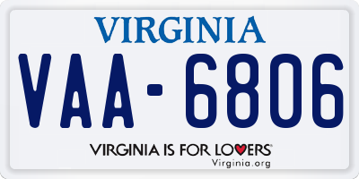 VA license plate VAA6806
