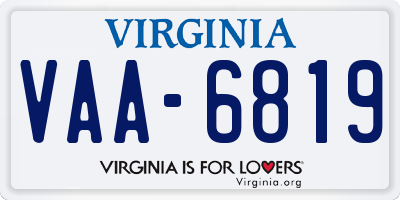 VA license plate VAA6819