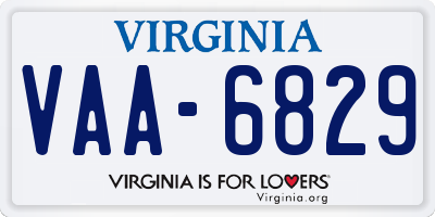 VA license plate VAA6829