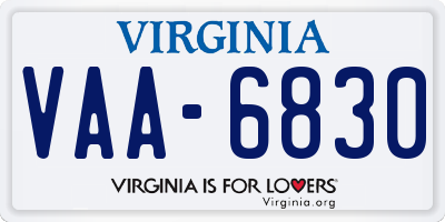 VA license plate VAA6830