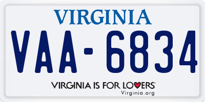 VA license plate VAA6834