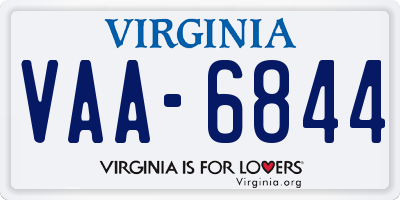 VA license plate VAA6844