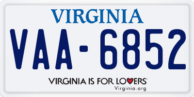 VA license plate VAA6852