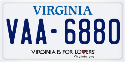 VA license plate VAA6880