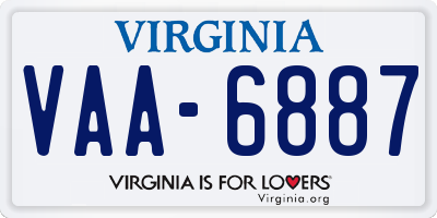 VA license plate VAA6887