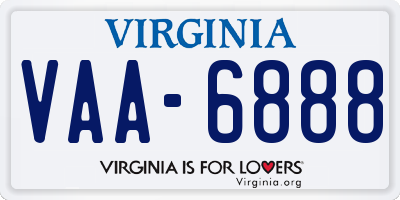 VA license plate VAA6888