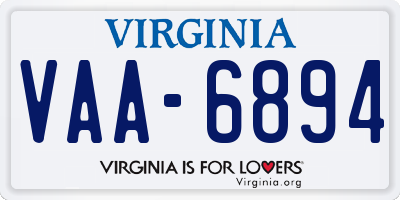 VA license plate VAA6894