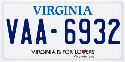 VA license plate VAA6932
