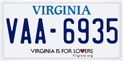 VA license plate VAA6935