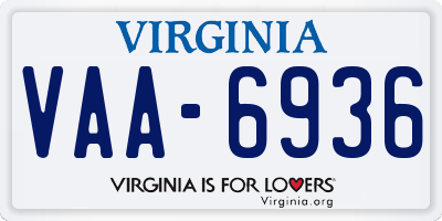 VA license plate VAA6936