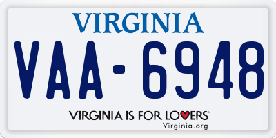VA license plate VAA6948