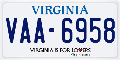 VA license plate VAA6958