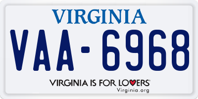 VA license plate VAA6968