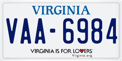 VA license plate VAA6984