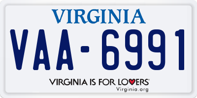 VA license plate VAA6991