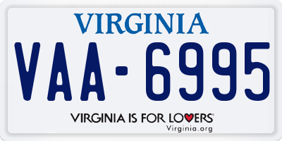 VA license plate VAA6995