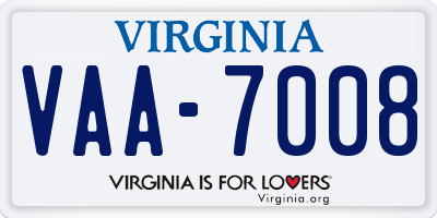 VA license plate VAA7008