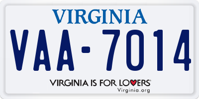 VA license plate VAA7014