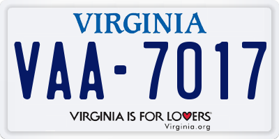 VA license plate VAA7017