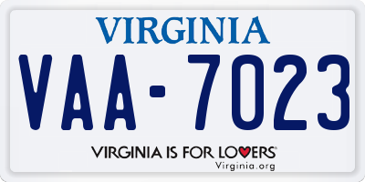 VA license plate VAA7023