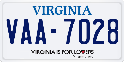 VA license plate VAA7028