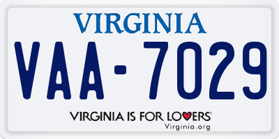 VA license plate VAA7029