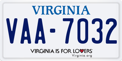 VA license plate VAA7032