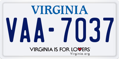 VA license plate VAA7037