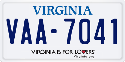VA license plate VAA7041