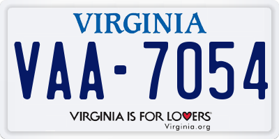 VA license plate VAA7054