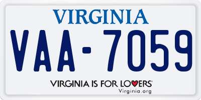VA license plate VAA7059