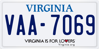VA license plate VAA7069