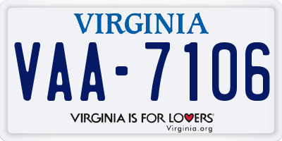 VA license plate VAA7106