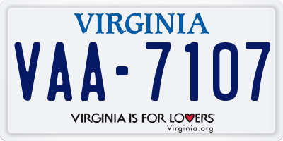 VA license plate VAA7107
