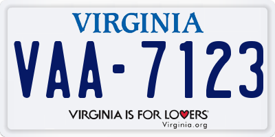 VA license plate VAA7123