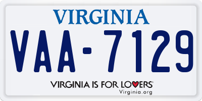 VA license plate VAA7129