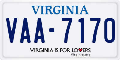 VA license plate VAA7170