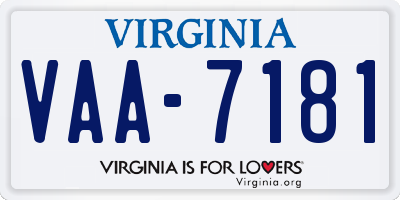VA license plate VAA7181