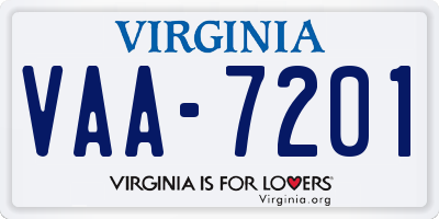 VA license plate VAA7201