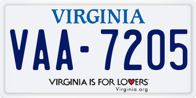 VA license plate VAA7205