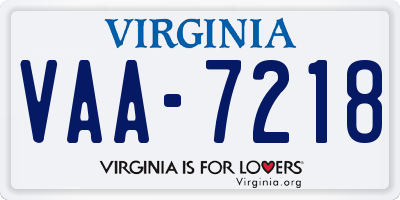 VA license plate VAA7218