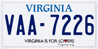 VA license plate VAA7226