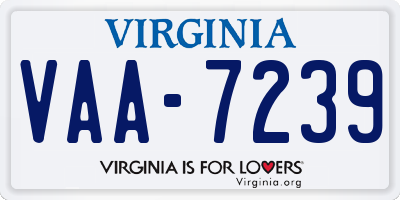 VA license plate VAA7239